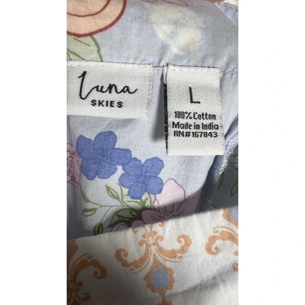 Luna Skies Large Adjustable Tie Strappy Floral Fit & Flare Cotton Mini Dress‎